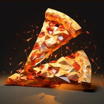 Gourmet pizza slices in low poly style with Italian Futurist elements - Image 3