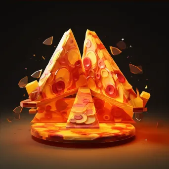 Gourmet pizza slices in low poly style with Italian Futurist elements - Image 4