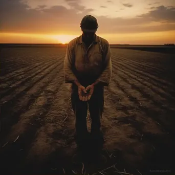 Strong farmer in sunset field - Image 2