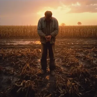 Strong farmer in sunset field - Image 4