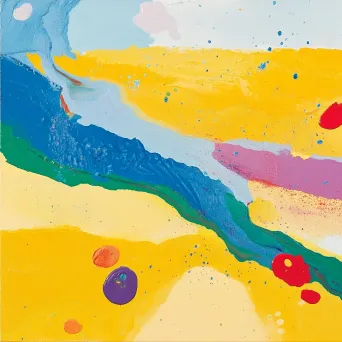 Abstract depiction of a summer beach scene with vibrant colors and sand-like textures - Image 4