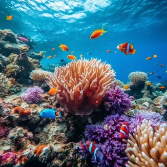 Lively coral reef with clownfish and sea urchins, captured with a Panasonic Lumix GH5. - Image 2