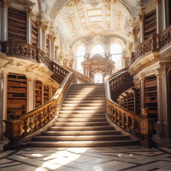 Grand Historic Library Staircase