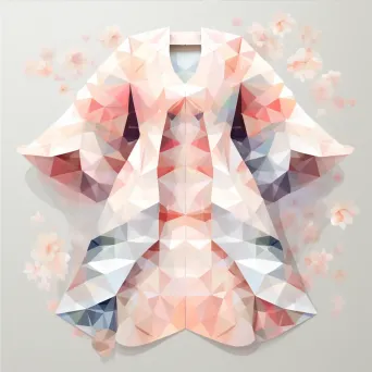 Traditional kimono in pastel colors, portrayed in low poly style - Image 4