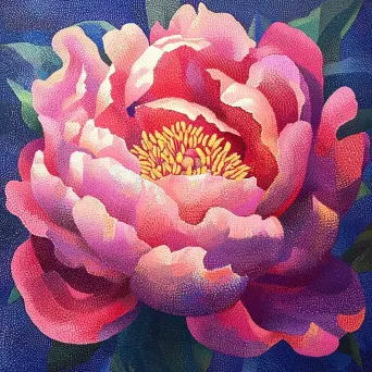 Pointillist Peony Bloom