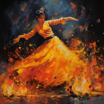 Post-impressionistic depiction of Rani Padmini performing her last dance - Image 2