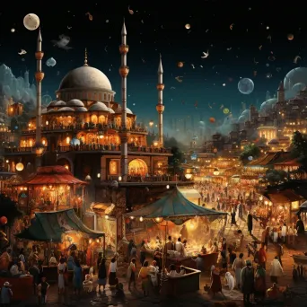 Night market during Ramadan in Istanbul with lanterns and food stalls - Image 3