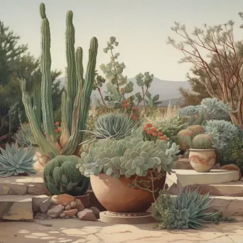 Image of a tranquil succulent garden with cacti and a terracotta pot - Image 2