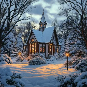 Snowy Christmas Eve Chapel