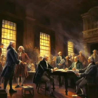 Founding Fathers signing the Declaration of Independence in a historic moment - Image 3