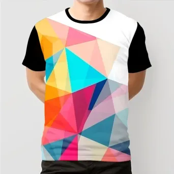 Graphic t-shirt portrayed in low poly style with a vibrant, De Stijl-inspired design - Image 4