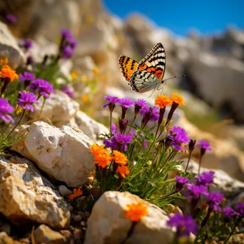 Butterfly perched on mountain wildflower - Image 2