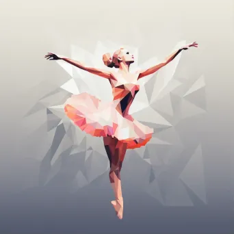 Low-poly portrait of a ballerina mid-leap - Image 1