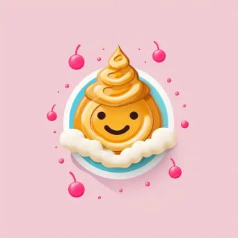 Playful waffle icon logo in yellow and pink - Image 2