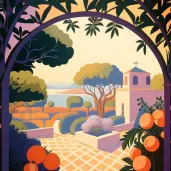 Mediterranean garden with citrus trees and lavender bushes - Image 2