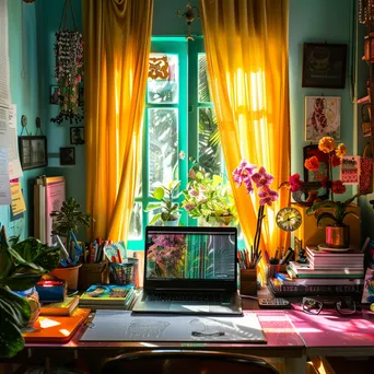 Vibrant Home Office Environment