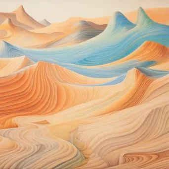 Colored pencil sketch capturing the evolving movement of desert sand dunes - Image 1