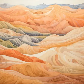 Colored pencil sketch capturing the evolving movement of desert sand dunes - Image 4