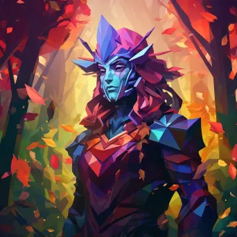 Low poly elf warrior in a fantastical forest - Image 1