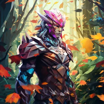 Low poly elf warrior in a fantastical forest - Image 3