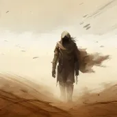 Person moving through desert sandstorm - Image 2