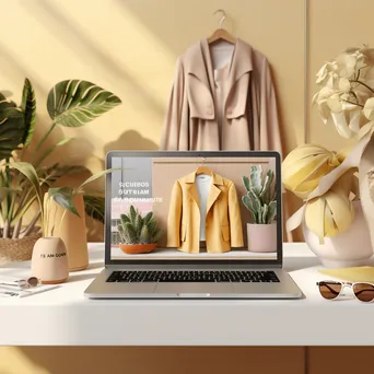 Laptop display of an online clothing store with accessories in soft daylight. - Image 2