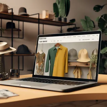 Laptop display of an online clothing store with accessories in soft daylight. - Image 3