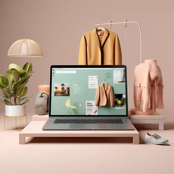 Laptop display of an online clothing store with accessories in soft daylight. - Image 4