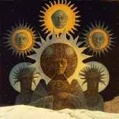 Aztec myth of creation with five suns symbolizing different eras - Image 1