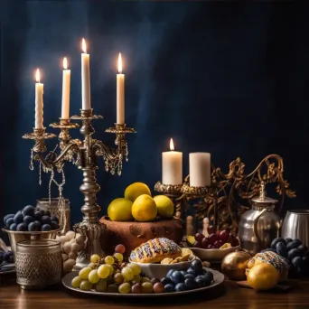 Hanukkah celebration with menorah candles and dreidels - Image 4