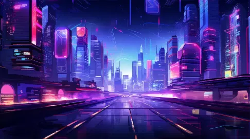 Cyberpunk Metropolis Low Poly Night Scene