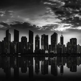 Urban Skyline Silhouette at Dusk