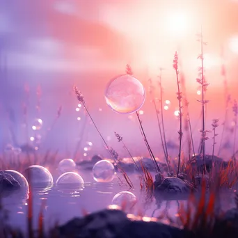 Soft coral to lavender gradient with glowing light orbs - Image 3