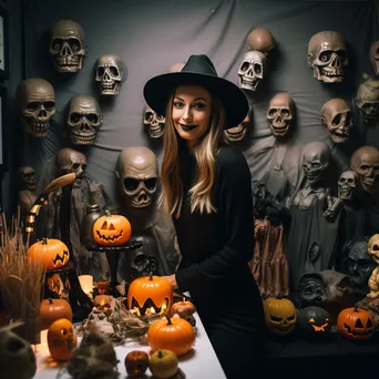 Playful Halloween photo booth with spooky props and backdrops - Image 1