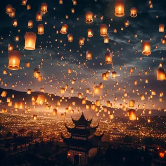 Lantern Festival in Taiwan - Thousands of sky lanterns illuminating the night sky - Image 1