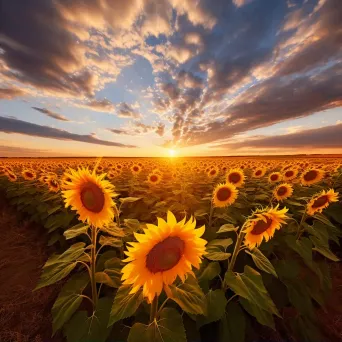 Bright sunflower field under a clear summer sky - Image 2