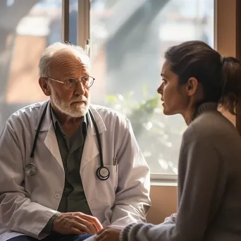 Doctor discussing treatment options with an elderly patient in a bright office. - Image 2