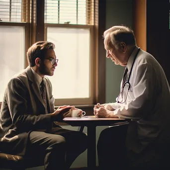 Doctor discussing treatment options with an elderly patient in a bright office. - Image 3