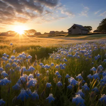 Golden Hour Flax Field