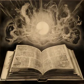 Ancient book with glowing symbols representing sacred wisdom - Image 1