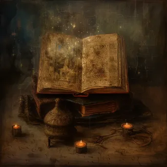 Ancient book with glowing symbols representing sacred wisdom - Image 3