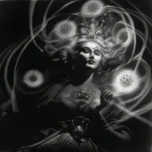 Prophetess in a trance with symbols and visions in a mystical haze - Image 3