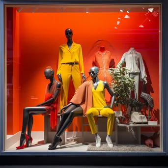 Fashion storefront displaying trendy clothing and mannequins in bright light. - Image 1