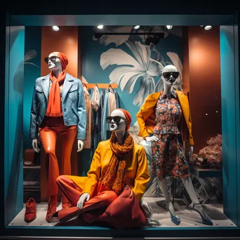 Fashion storefront displaying trendy clothing and mannequins in bright light. - Image 3