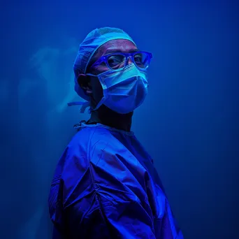 Surgeon in scrubs ready for operation in surgical room - Image 1