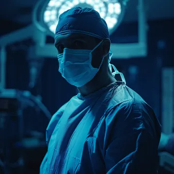 Surgeon in scrubs ready for operation in surgical room - Image 3