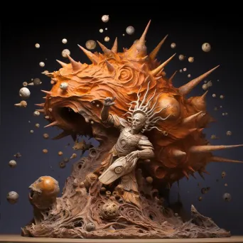 Clay sculpture of a celestial being casting cosmic dust - Image 2