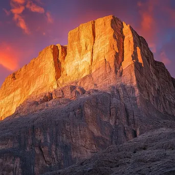 Majestic Mountain Rock Face at Sunset