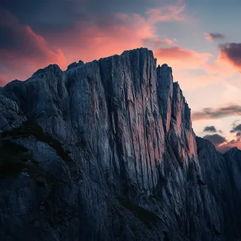 Dramatic mountain rock face during sunset with vibrant colors. - Image 4