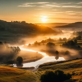 Sunrise illuminating a misty valley - Image 1